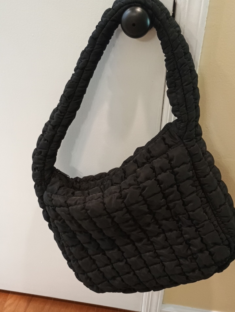 Gently Used Large Black Quilted Shoulder Bag